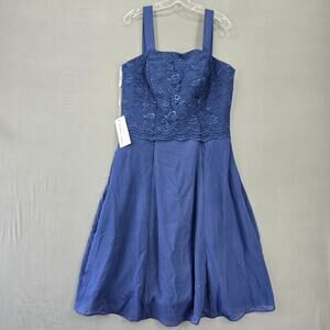 Make You Pretty Blue Dress NEW Lace Midi Sleeveless Wedding Dress Womens Size 16